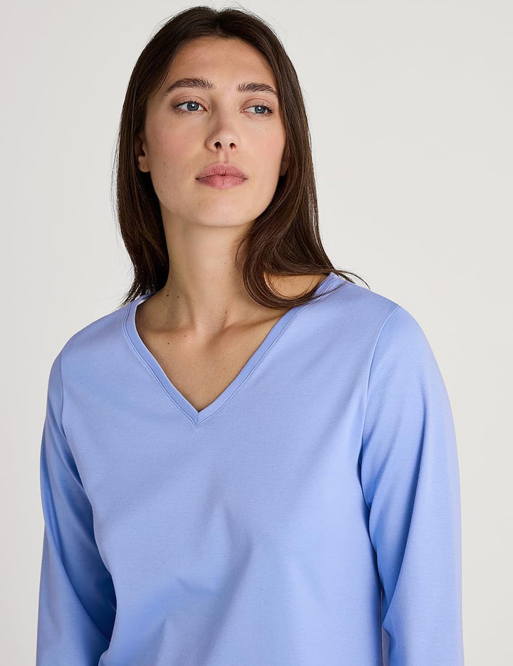 CALIDA Favourites Langarmshirt Damen, aus 100% Baumwolle, Dicker, wärmender Stoff 44-46 Hydrangea Bl