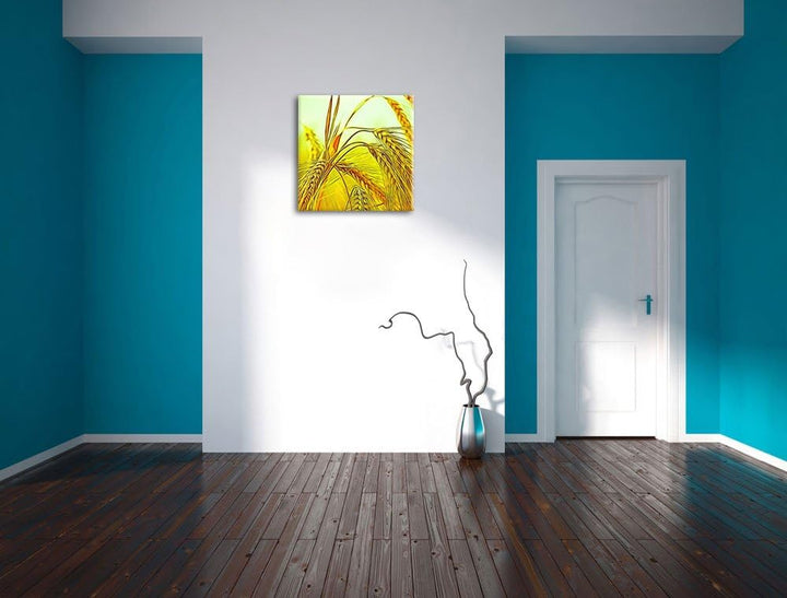 Pixxprint Weizenfeld, Format: 70x70 auf Leinwand, XXL riesige Bilder fertig gerahmt mit Keilrahmen,