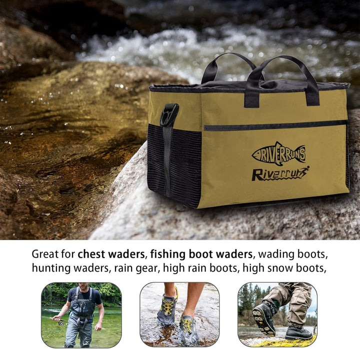 Riverruns Angeln Jagd Wathose Tasche mit belüftetem Netz, Wathose Stiefeltasche, Fliegenfischen Ruck
