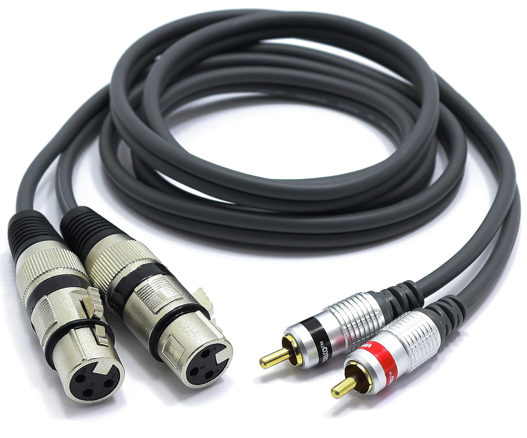 2x XLR Buchse auf 2x Cinch Stereo Kabel 1.5m Mikrofonkabel 3 Polig auf Chinch Adapter 2-XLR-F/2RCA 1