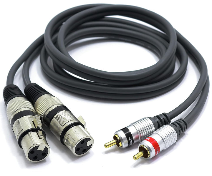 2x XLR Buchse auf 2x Cinch Stereo Kabel 1.5m Mikrofonkabel 3 Polig auf Chinch Adapter 2-XLR-F/2RCA 1