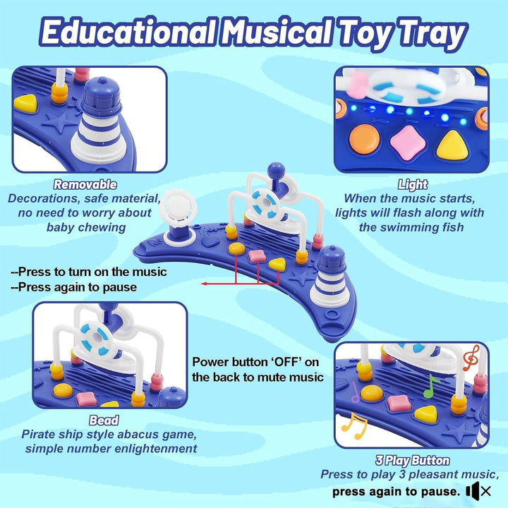 Lauflernhilfe Baby Walker 5 in1,mit Spielset & Bodenmatte Abnehmbares Tablett und Spielzeug,Faltbare