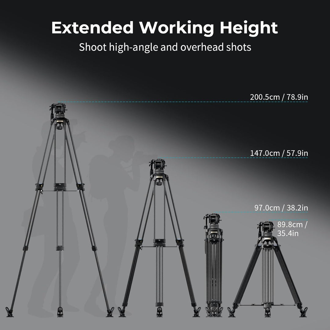 SMALLRIG 200,5 cm Schwerlast-Carbonfaser-VideoStativ, 7-Stufen-Gegengewichtskopf, Schnellwechselplat