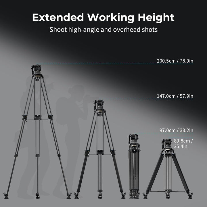 SMALLRIG 200,5 cm Schwerlast-Carbonfaser-VideoStativ, 7-Stufen-Gegengewichtskopf, Schnellwechselplat