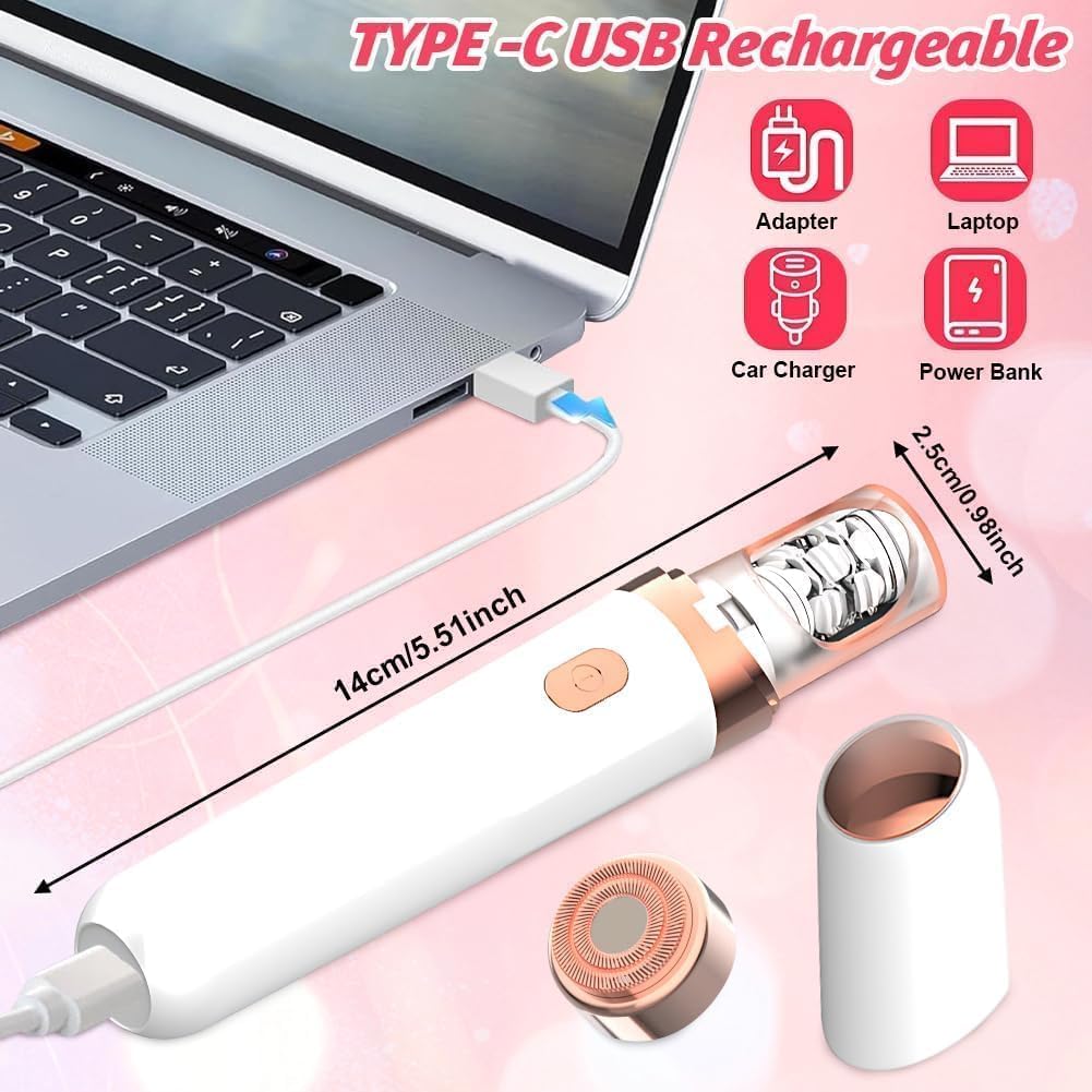 Neuer 2-in-1 Gesichts-Haarentferner für Frauen, Kabelloser Elektrischer Epilierer mit LED-Licht, USB