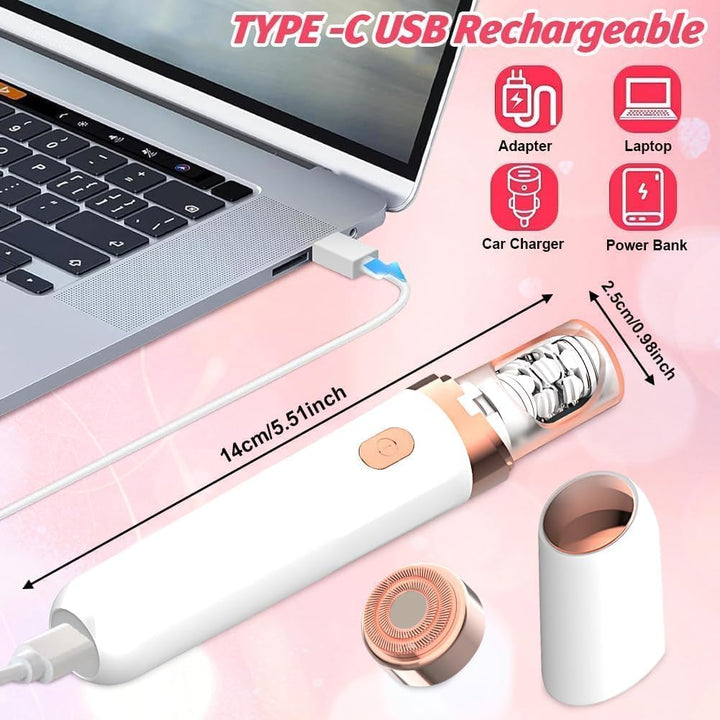 Neuer 2-in-1 Gesichts-Haarentferner für Frauen, Kabelloser Elektrischer Epilierer mit LED-Licht, USB