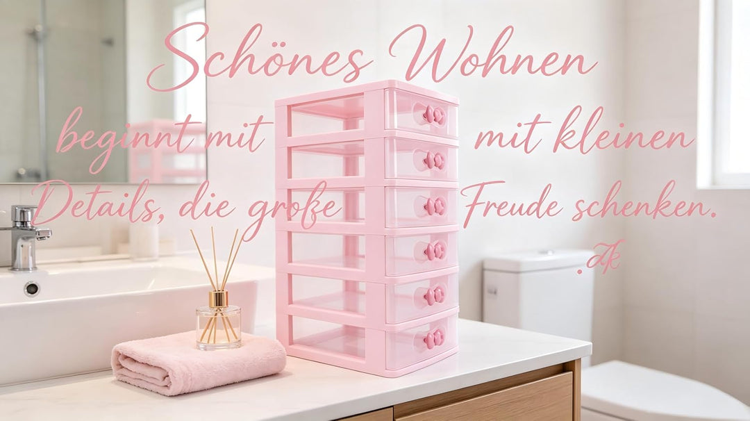 Niedliche rosa Farbe Aufbewahrungsbox Desktop Organizer Badezimmer Schlafzimmer Schmuck Aufbewahrung