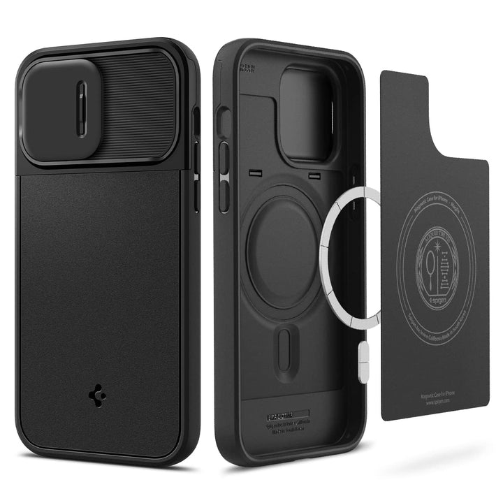 Spigen Optik Armor MagFit Hülle Kompatibel mit iPhone 14 Pro Max -Schwarz, Schwarz