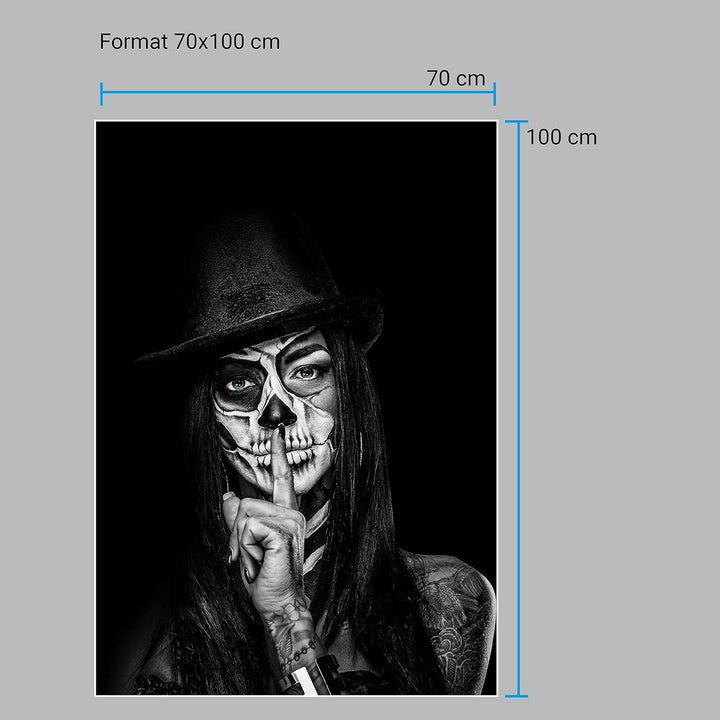 wandmotiv24 Poster als Wanddeko, Grösse 100x70cm, Model mit Totenkopf Makeup, Schminke, Grüne Augen,