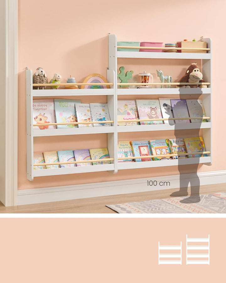 SONGMICS Bücherregal Kinder, Kinderregal mit 4 Ebenen, Spielzeugregal, Wandregal, für Kinderzimmer,