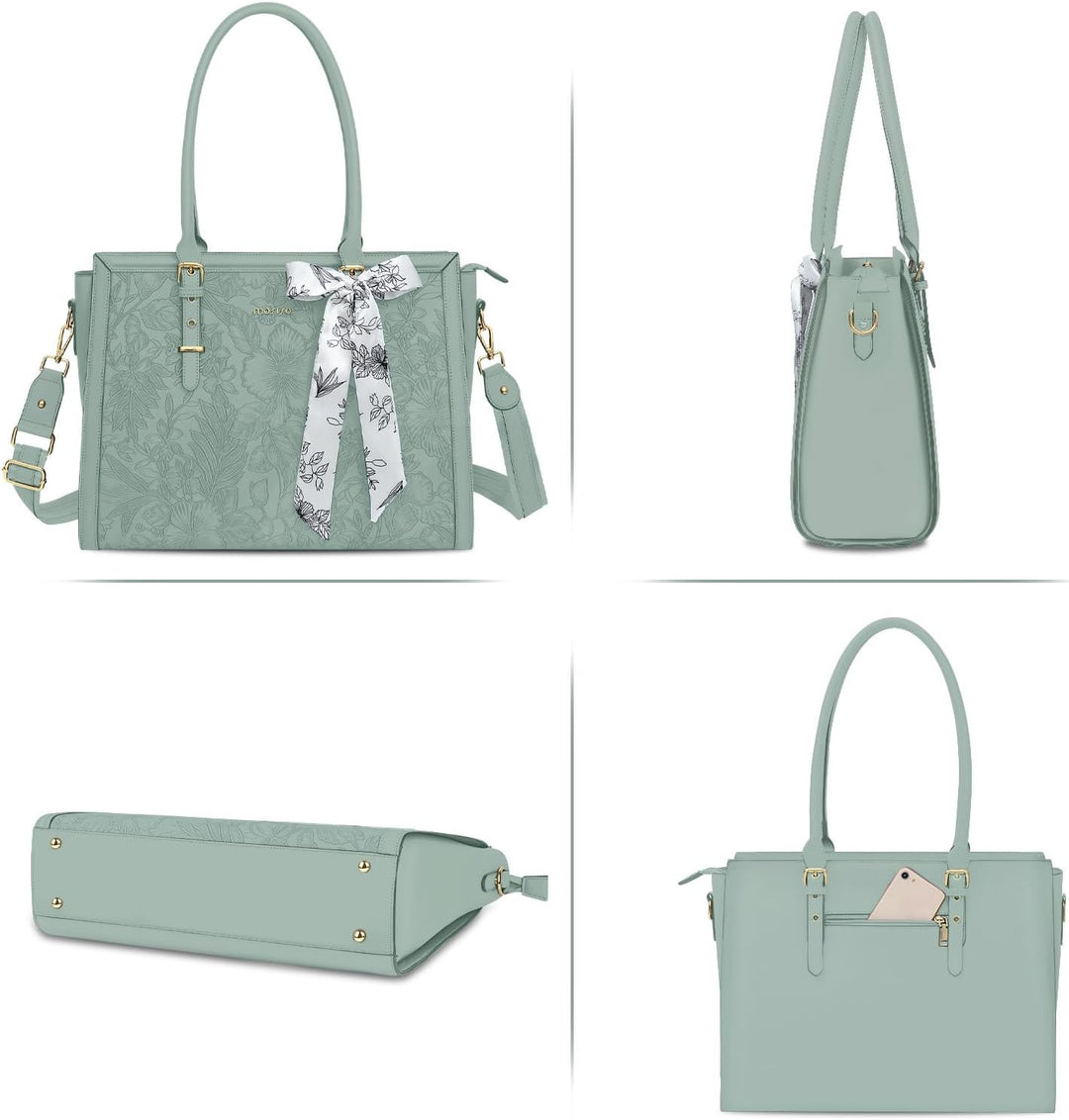 MOSISO Laptop Tasche für Frauen,17,3 Zoll PU Leder Tote Bag Kompatibel mit MacBook,HP,Dell,Asus Note
