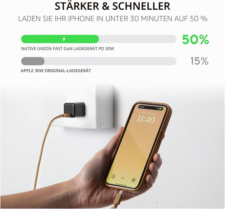 Native Union Schnelles GaN-Ladegerät PD 30W – Ultrakompaktes Power Delivery-fähiges USB-C-Ladegerät