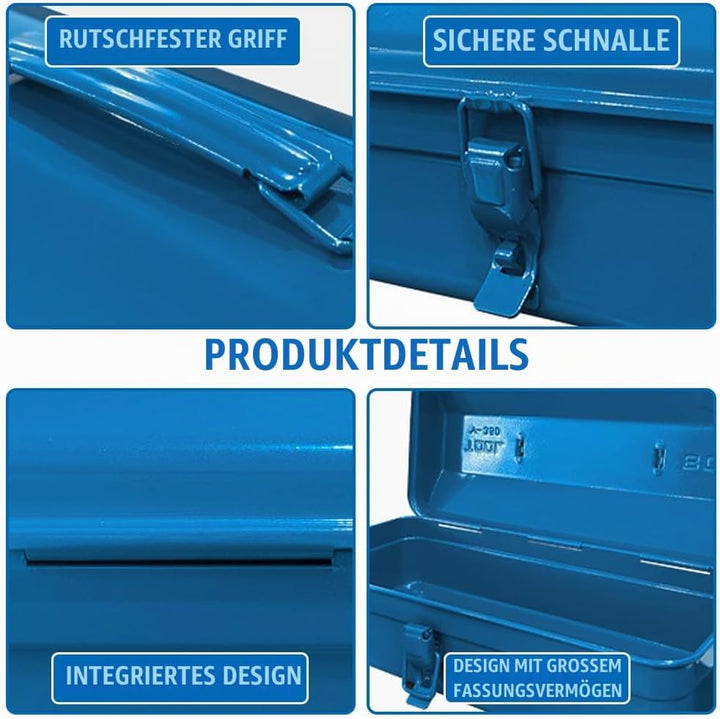 Mehrzweck-Werkzeugkiste mit Schlossschnalle leer Gross Werkzeugbox 37×16×12cm Robust Langlebig Metal