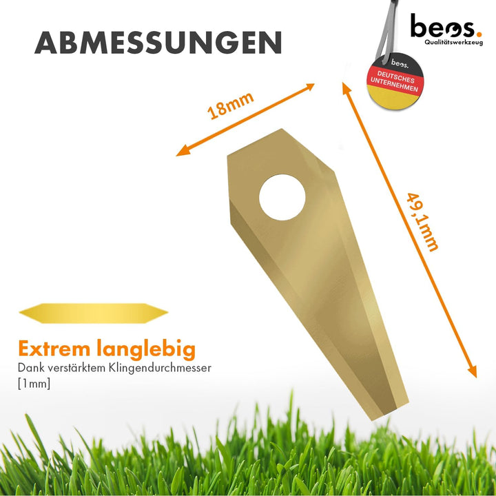 BEOS® 30 x Premium Titan Ersatzmesser für Bosch Indego + Schrauben mit Sicherung- Ersatzklingen für