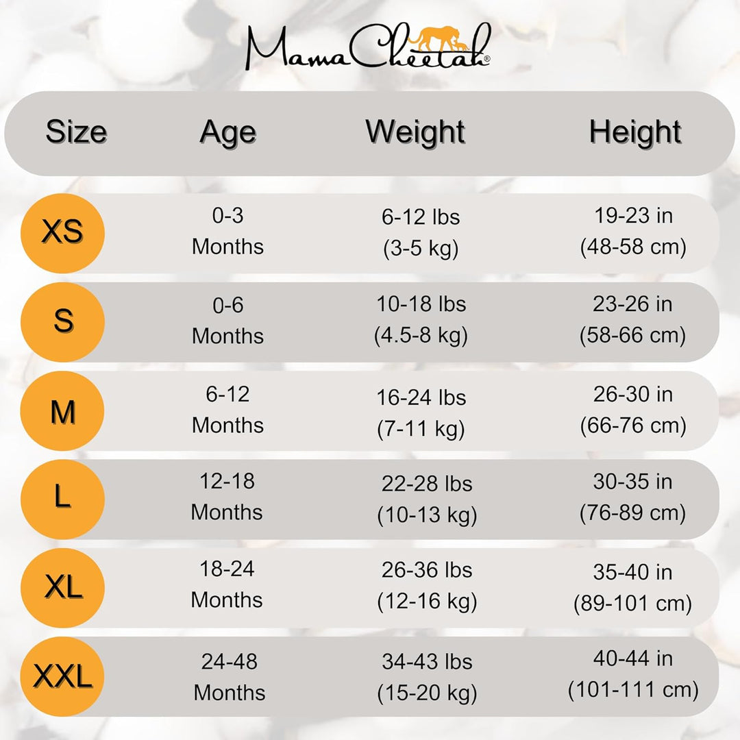 Mama Cheetah Baby Wearable Blanket, Organic Cotton Sleep Bag, Sleeping Sack with 2-Way Zipper X-Larg