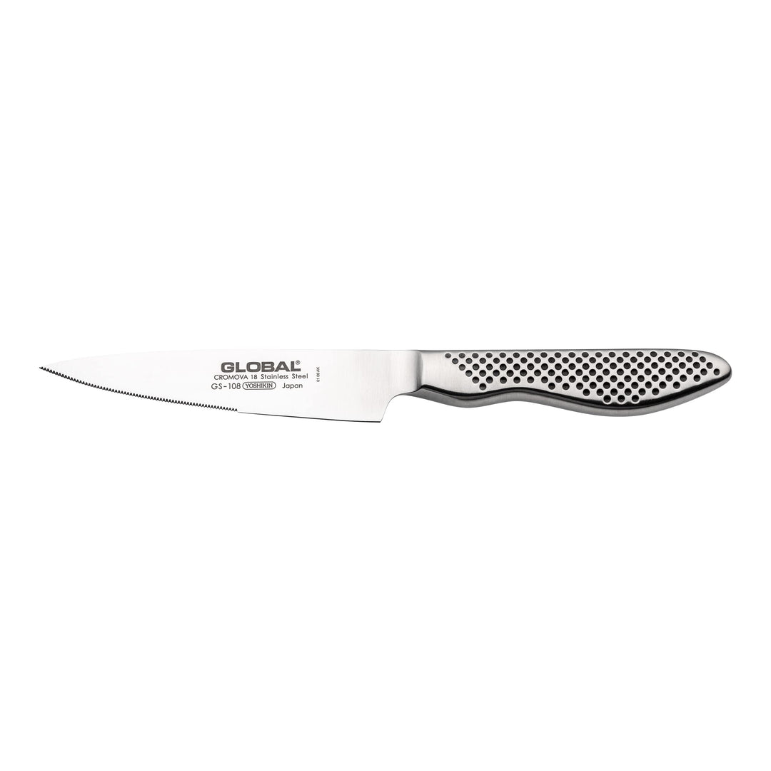 Global Knives GS-108/HSE Universalmesser, 12 cm, halb gezackt, Edelstahl Cromova 18, Little Essentia