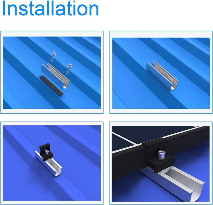 Solarmodul Halterung Kit 12cm und Zubehör Schwarz Eloxiert 30-35mm Verstellbar,Halterung für Solarmo