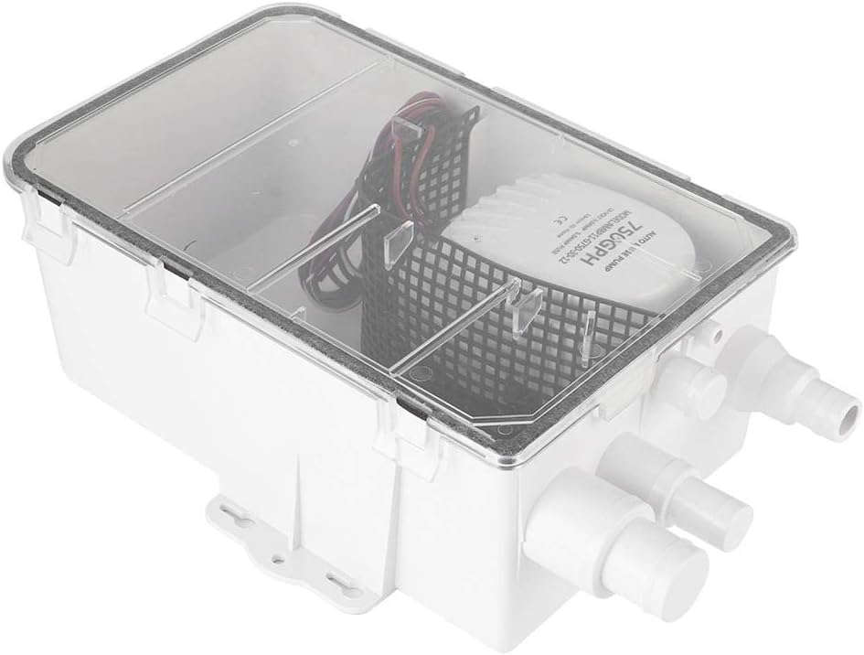 Duschsumpfpumpensystem Box Multi Inlet Qiilu DC 12V / 24V 750GPH Dusche Sumpfpumpe Automatischer Sch