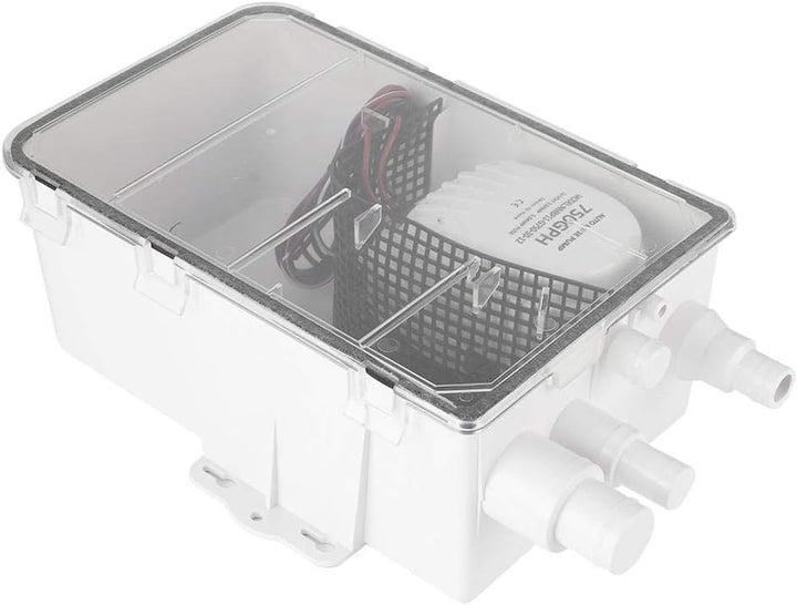Duschsumpfpumpensystem Box Multi Inlet Qiilu DC 12V / 24V 750GPH Dusche Sumpfpumpe Automatischer Sch