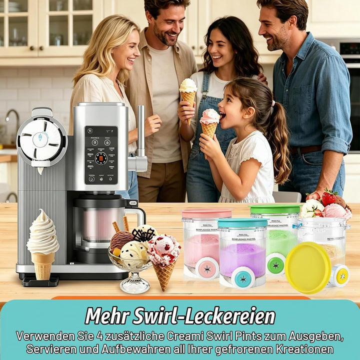 Ninja Creami Behälter für Ninja Creami Swirl, 4 Stück 408ML Behälter mit Farbigen Dichtdeckeln für N