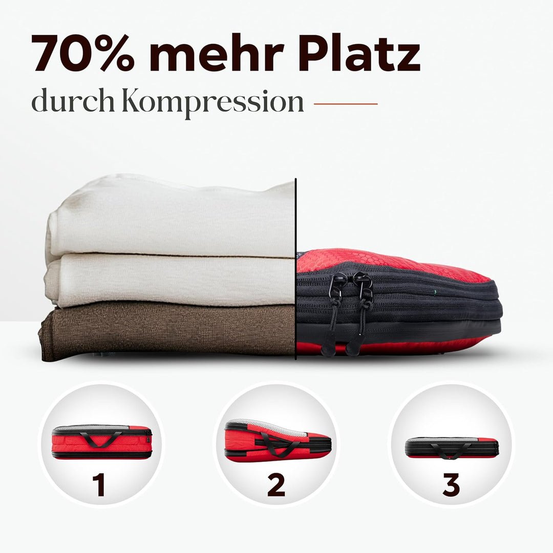 Compression Packing Cubes Set für mehr Platz im Koffer & Backpack - Packwürfel Packing Cubes Compres