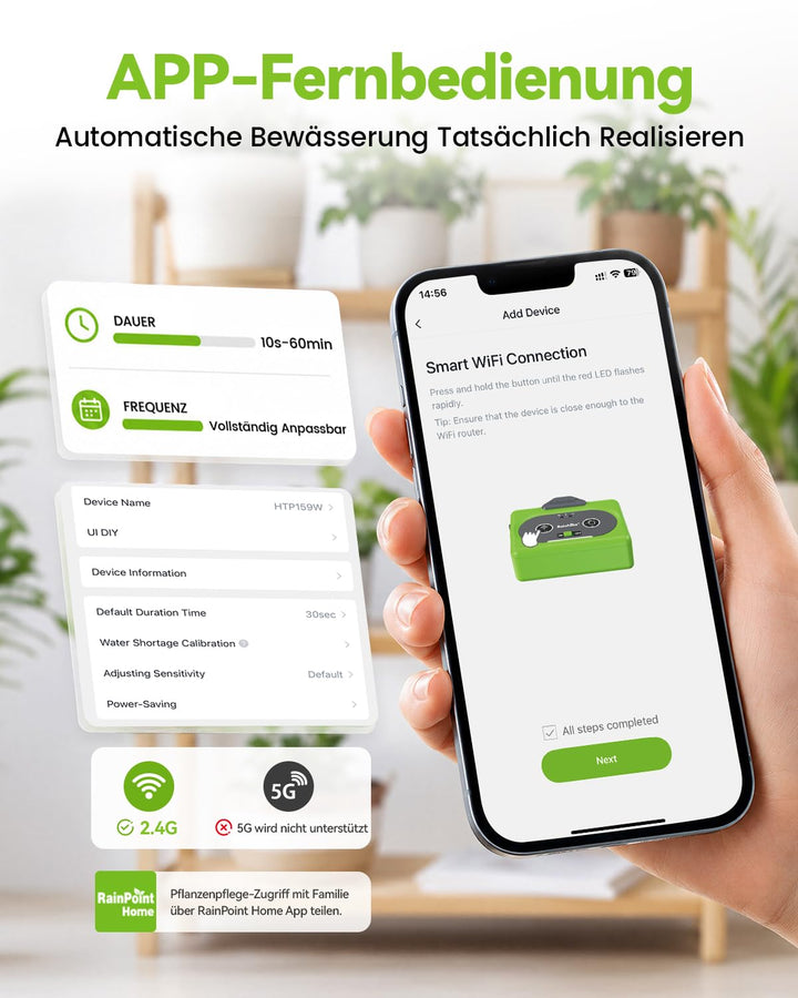 RAINPOINT Automatisches Bewässerungssystem WiFi, APP-Fernbedienung Bewässerung Zimmerpflanzen für Ba