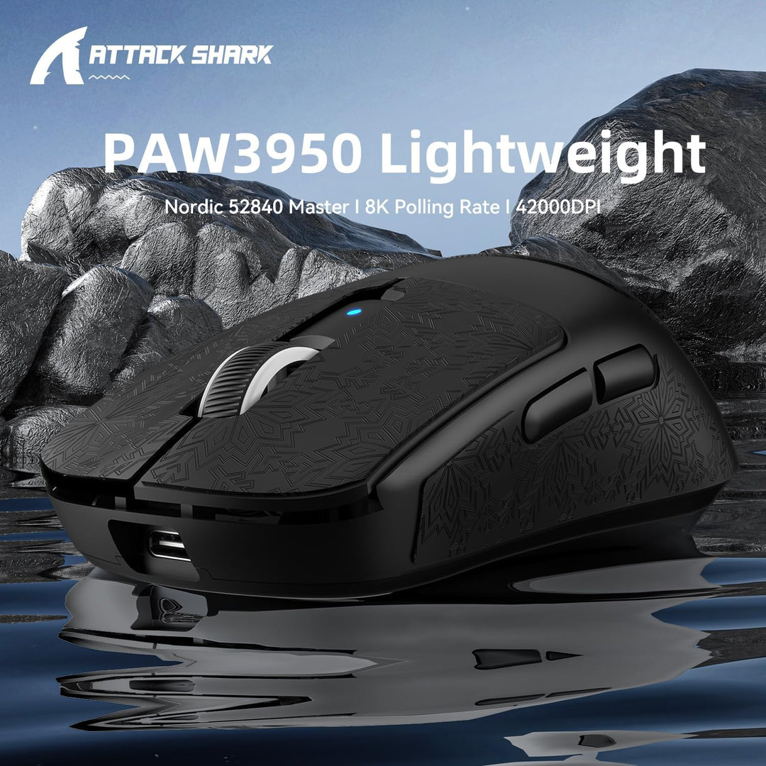 MAMBASNAKE x ATTACK SHARK R6 39g SUPERLIGHT Mouse with Grip Tape, PixArt PAW3950MAX Gaming Sensor, W