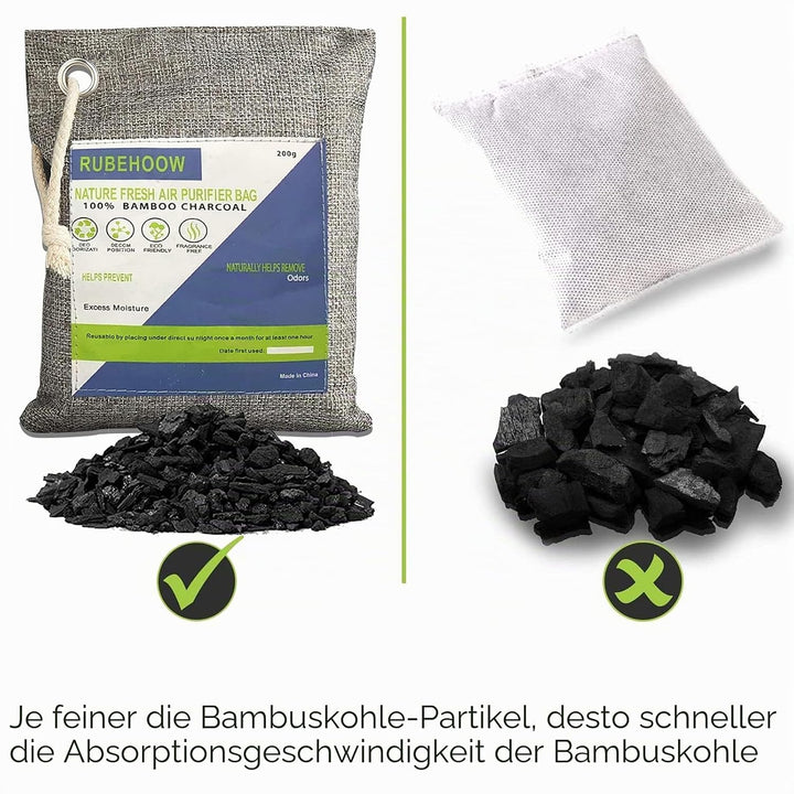 RUBEHOOW Bambus Aktivkohle natürlicher Luftreinigungsbeutel Aktivkohlebeutel, geeignet zur Geruchsne