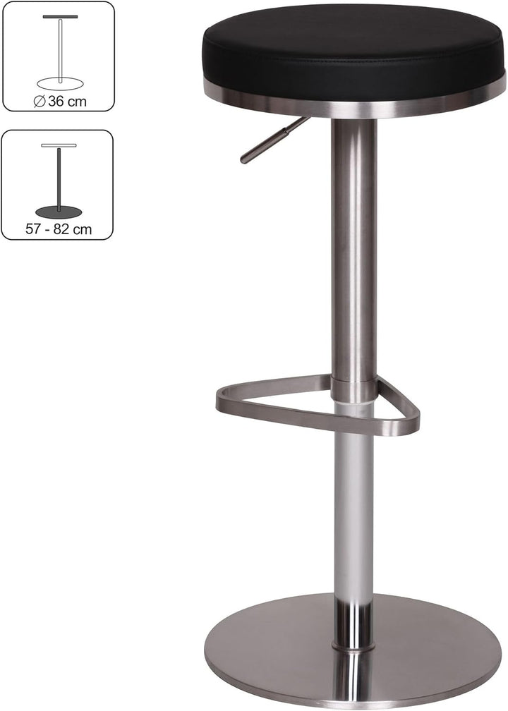 FineBuy Barhocker Edelstahl höhenverstellbare Sitzhöhe 57-82 cm, Barstuhl Modern 360° Drehbar, Trese