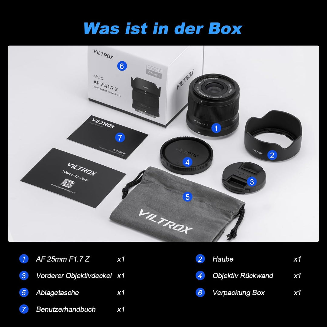 VILTROX 25mm F1.7 Air Z Pocket Portability Lens AF F/1.7 Z-Mount Portable Shot für Nikon Einsteigero