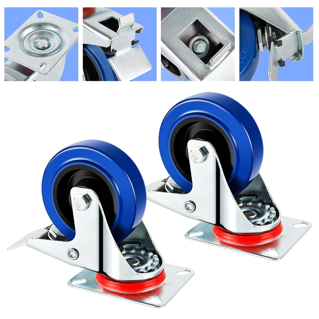 Transportrollen Industrie Schwerlastrollen Lenkrollen mit Bremse Blau Möbelrollen, Miafamily 4X Roll