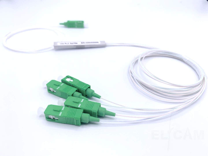Elfcam - Optischer Splitter Glasfaser-PLC-Splitter (Fasersplitter) SC/APC Simplex Singlemode 0,9 mm,
