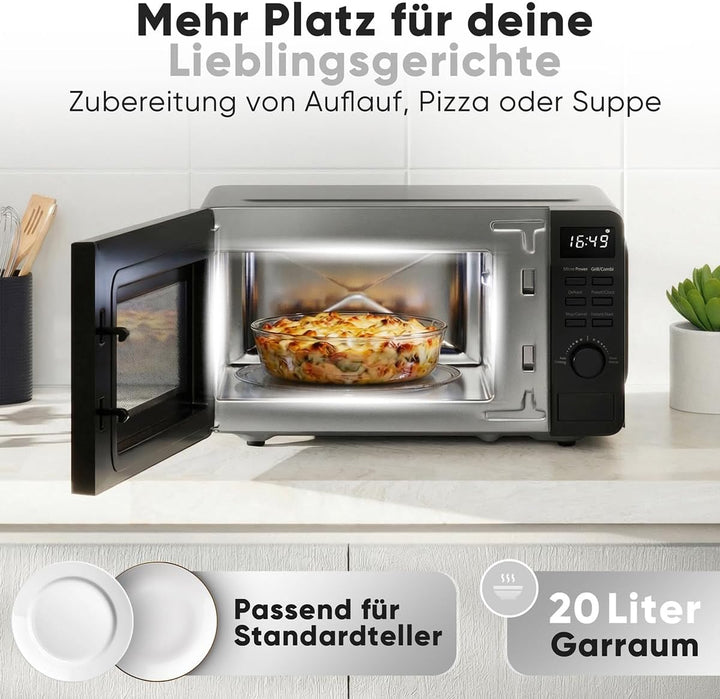 ProfiCook® Mikrowelle mit Grill | 800 Watt Grill | 20L | 8 Automatikprogramme | Timer | inkl. Drehte