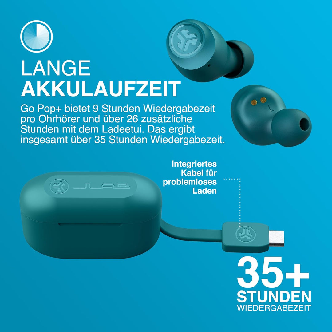 JLab Go Air Pop+ In Ear Kopfhörer kabellos Bluetooth, True Wireless Kopfhörer, 35+ Std. Headphones,