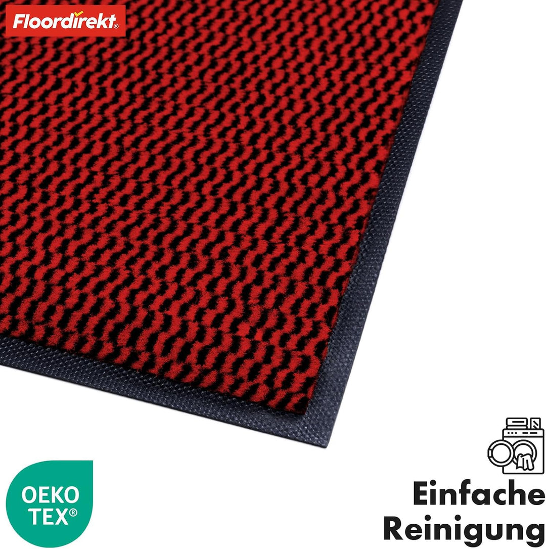 Floordirekt Premium Fussmatte für Eingangsbereich, 80x120cm Rot, Schmutzfangmatte für Innen und Auss