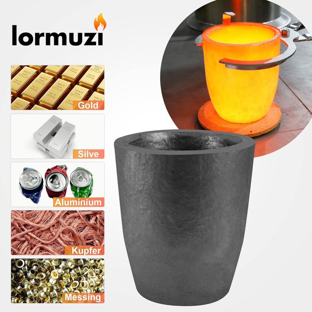 lormuzi Siliziumkarbid-Graphittiegel(3.5KG-390ML),Metallschmelze,Halten den hohen Temperaturen von 1
