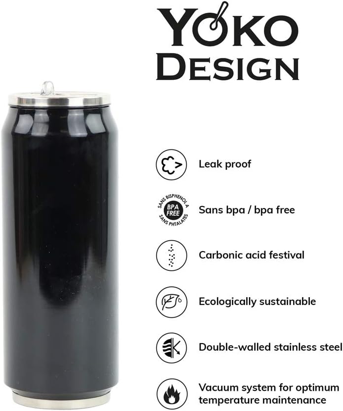 YOKO DESIGN Dose, Isolierbehälter, Edelstahl, 13 cm Noir Rubber Soft, Noir Rubber Soft