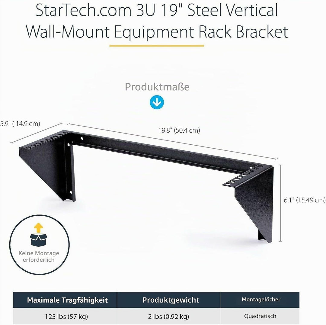 StarTech.com 3HE Wandmontage Halterung für Patch Panele - 19 Zoll - Stahl - Vertikale Montagehalteru