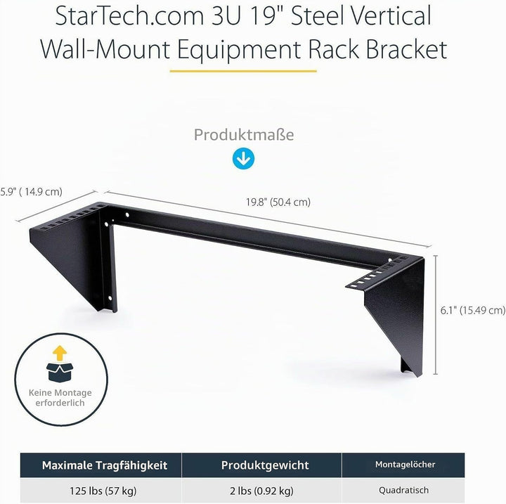 StarTech.com 3HE Wandmontage Halterung für Patch Panele - 19 Zoll - Stahl - Vertikale Montagehalteru