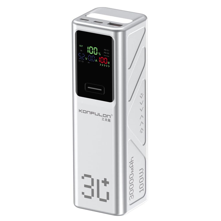 Powerbank 30000mAh – 100W Schnellladefunktion, 3 Ausgänge (2× USB-C & 1× USB-A), LED-Display – Für S