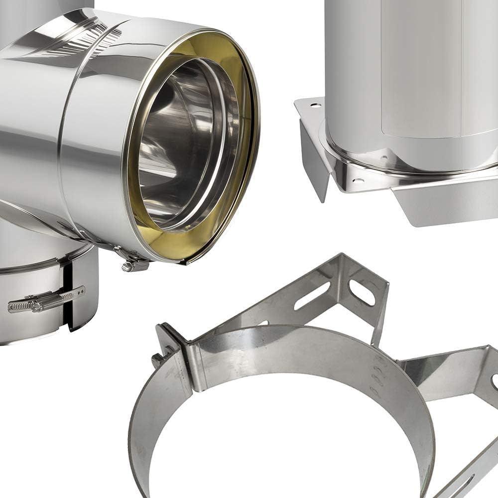 H&M DW New-Line Schornstein-Paket 8,2m Ø 120mm Edelstahl Bausatz doppelwandig 25mm Isolierung 0,5mm