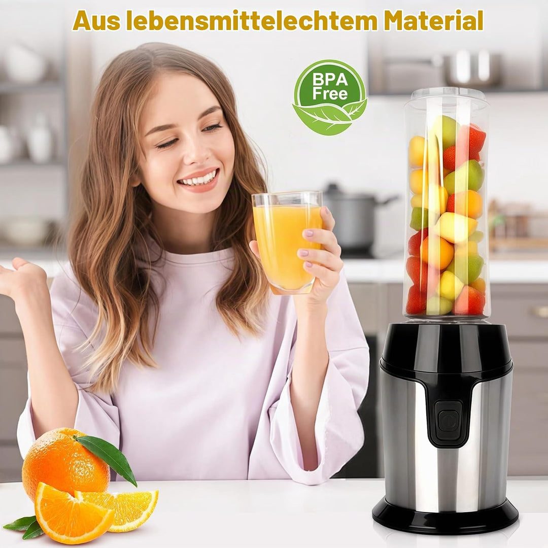 Mixer, Mini Standmixer, Smoothie Maker mit 2x600ml Flaschen BPA frei, Tragbarer Blender Mixer Smooth