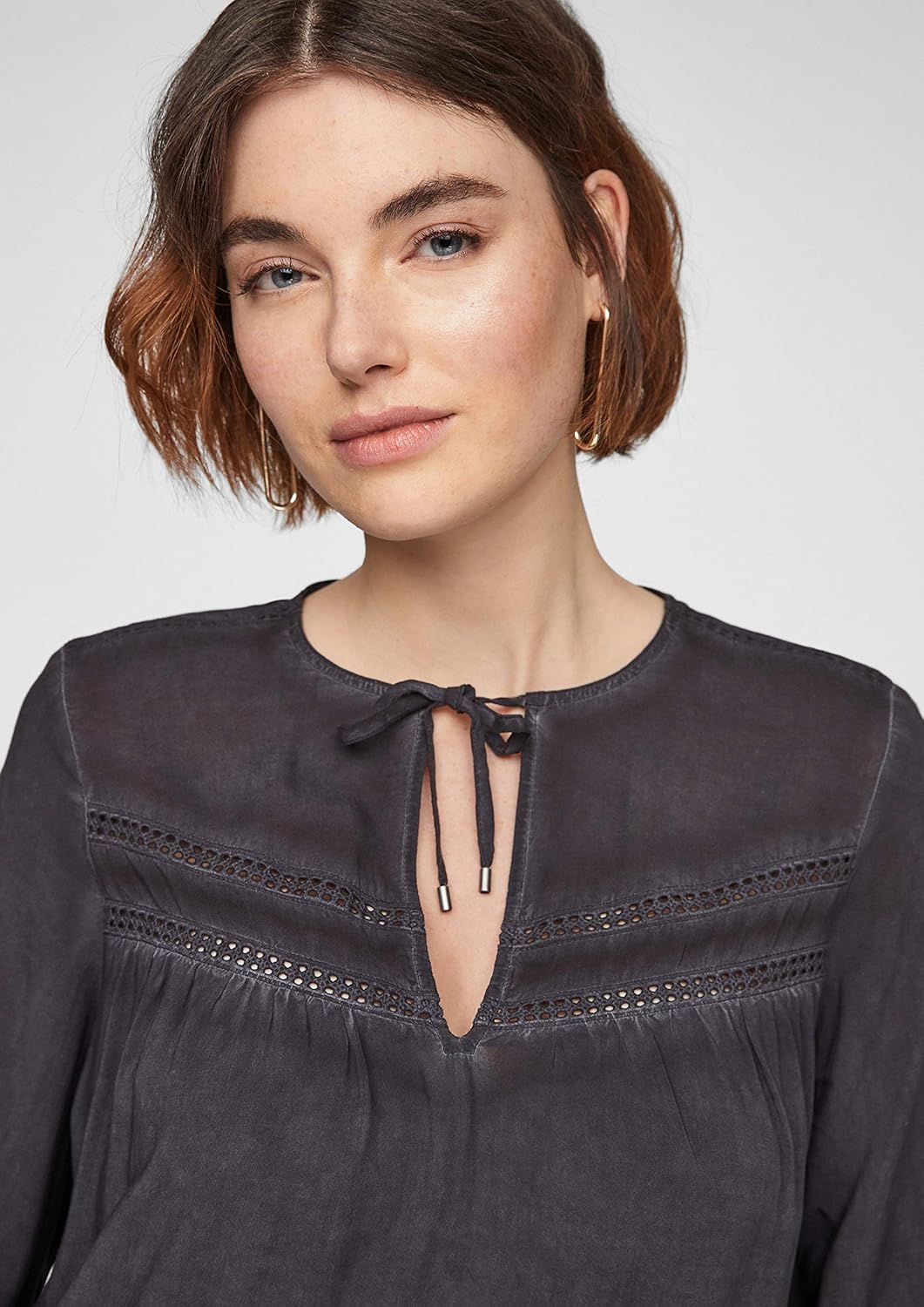 QS Damen Bluse 38 Faded Black, 38 Faded Black