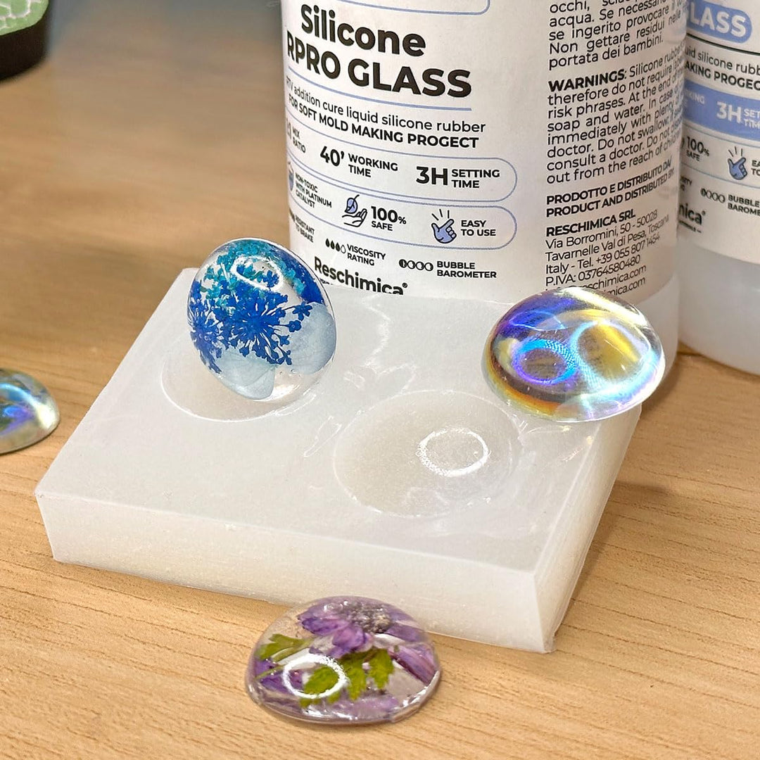Reschimica Flüssiges Silikon Kautschuk 1:1 R PRO Glass, Durchscheinender Silikonkautschuk, ideal für
