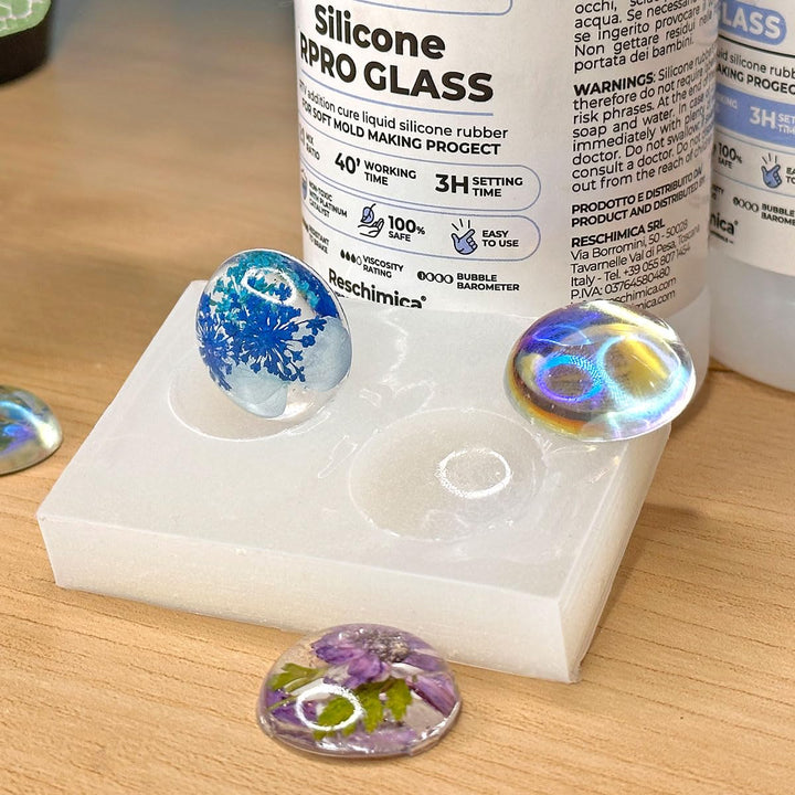Reschimica Flüssiges Silikon Kautschuk 1:1 R PRO Glass, Durchscheinender Silikonkautschuk, ideal für