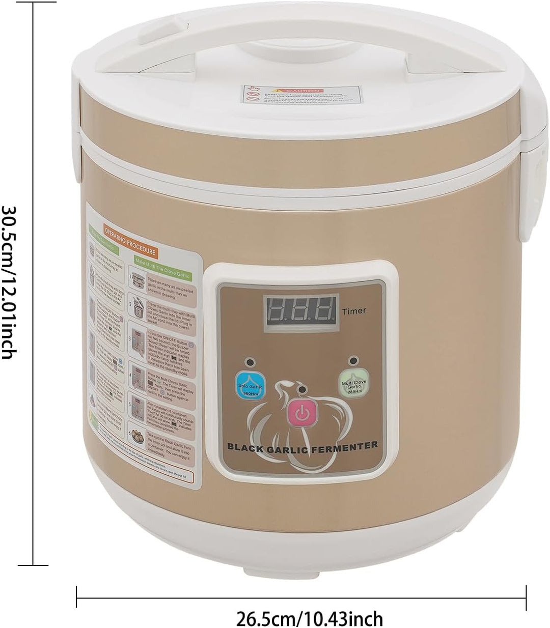 90W 6L Schwarzer Knoblauch Fermenter, Automatischer Gärtopf mit 360° Heizung, 12/15 Tage Programm, T
