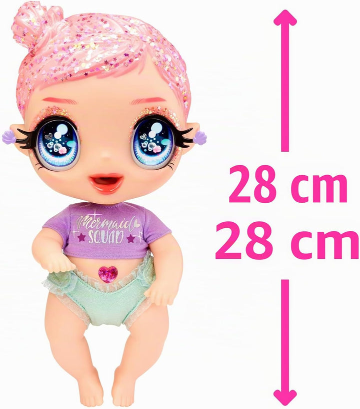 Glitter Babyz MGA Marina Finley - Babypuppe mit 3 magischen Farbwechseln durch eiskaltes Wasser, Pin