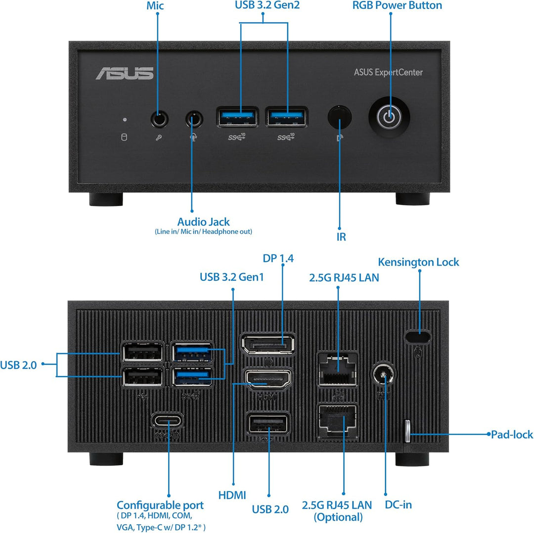 ASUS PN42-SN004AV Intel� N N100 4 GB DDR4-SDRAM 128 GB SSD Windows 11 Pro Mini PC Nero (ASUS PN42-SN