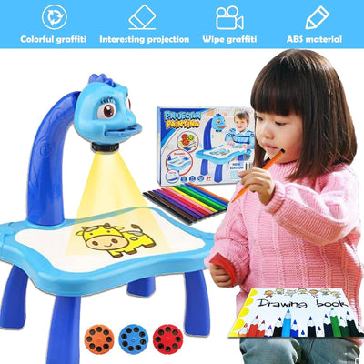 BARVERE Projektor Zeichentisch Kinder, Blau Maltafel Kinder, Tischplatte Smart Projektor Staffelei K