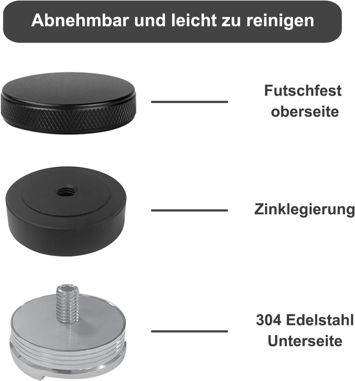 Distributor, 304 Edelstahl Leveler 53 mm, Werkzeug zum Nivellieren von Gemahlenem Kaffee, Schwarz 53